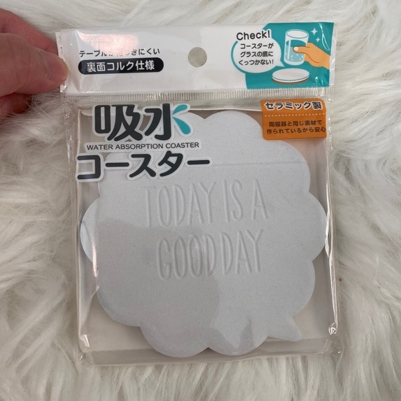 Ceramic "Today Is A Good Day"  Water Absorption Coaster. White. - Picture 2 of 8